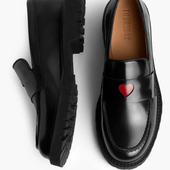 Thursday Boot Company Shoes - Love Thursday Boot Company Black Loafers Red Heart Women's 8 ❤️